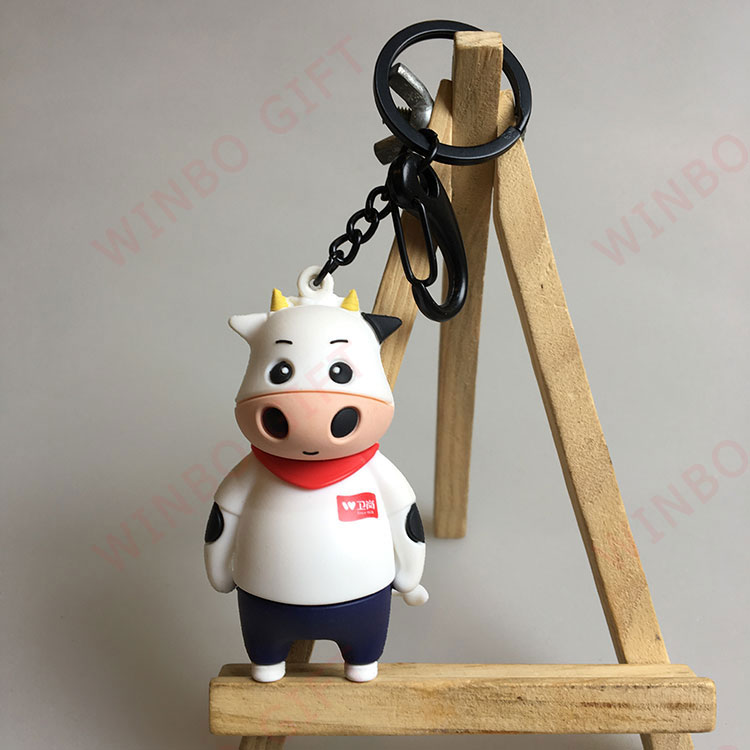 立體廣告奶牛PVC鑰匙扣正面